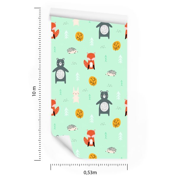 Behang Voor Kinderen - Bosdieren In Pastelkleuren - Afbeelding 8