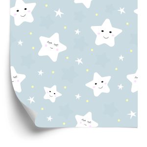 Behang Voor Kinderen - Lachende Witte Sterren