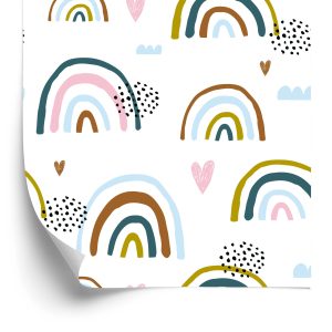 Tapete für Kinder - Herzen und Regenbogen