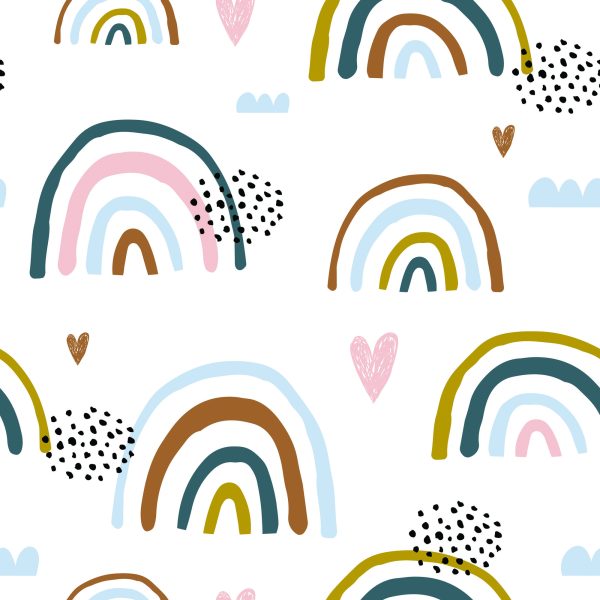 Behang Voor Kinderen - Harten En Regenboog - Afbeelding 2