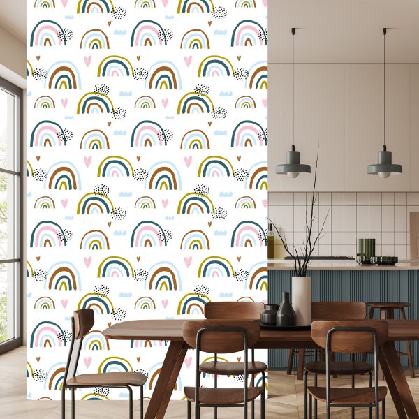 Behang Voor Kinderen - Harten En Regenboog - Afbeelding 4