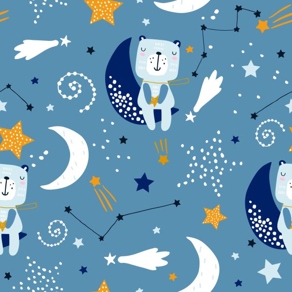 Behang Voor Kinderen - Sterren, Manen En Slapende Teddyberen - Afbeelding 2