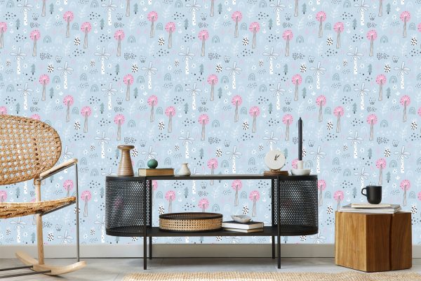 Behang Voor Kinderen - Een Kleurrijke Jungle In Scandinavische Stijl - Afbeelding 5