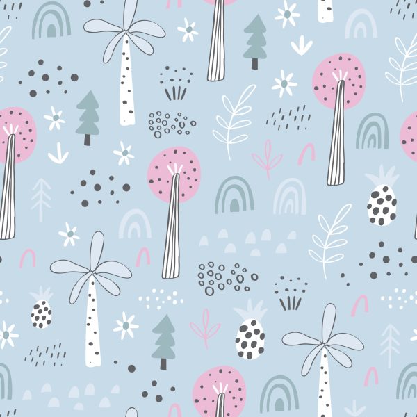 Behang Voor Kinderen - Een Kleurrijke Jungle In Scandinavische Stijl - Afbeelding 2