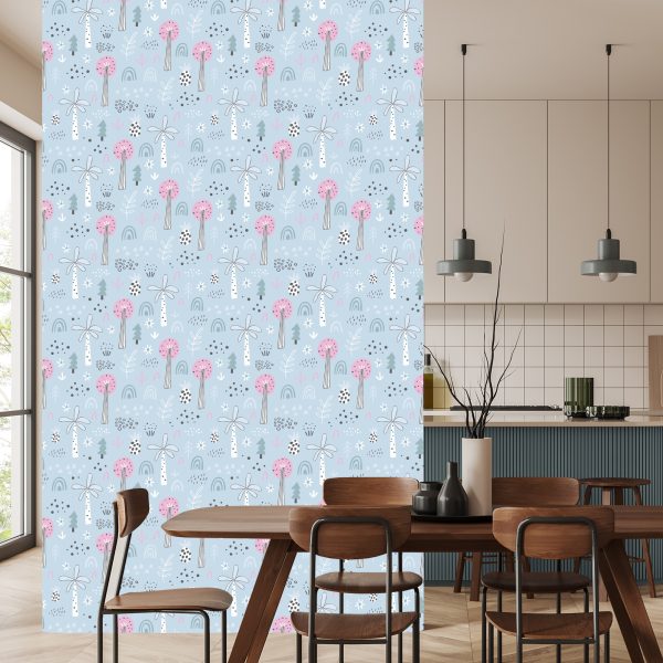Behang Voor Kinderen - Een Kleurrijke Jungle In Scandinavische Stijl - Afbeelding 4