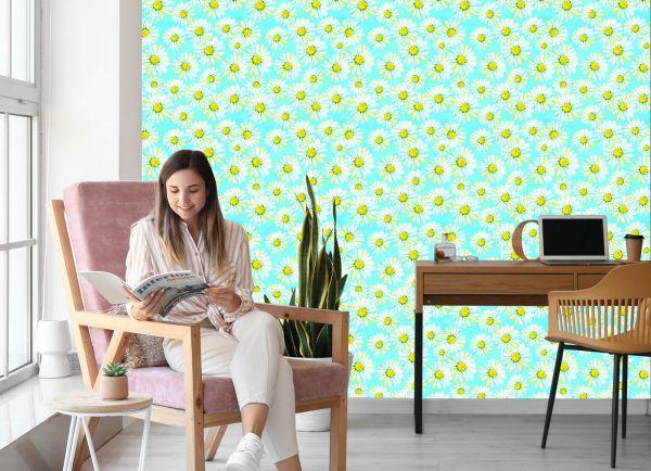 Behang Madeliefjes Geschilderd Met Waterverf - Afbeelding 7