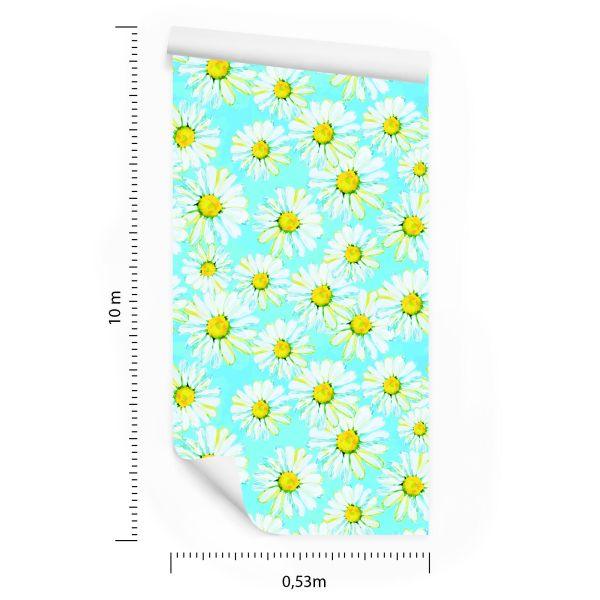Behang Madeliefjes Geschilderd Met Waterverf - Afbeelding 8