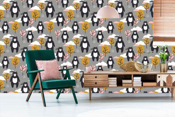 Behang Voor Kinderen - Teddyberen, Wolken En Bomen - Afbeelding 6