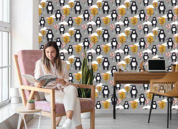 Behang Voor Kinderen - Teddyberen, Wolken En Bomen - Afbeelding 7
