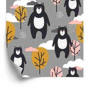 Behang Voor Kinderen - Teddyberen, Wolken En Bomen