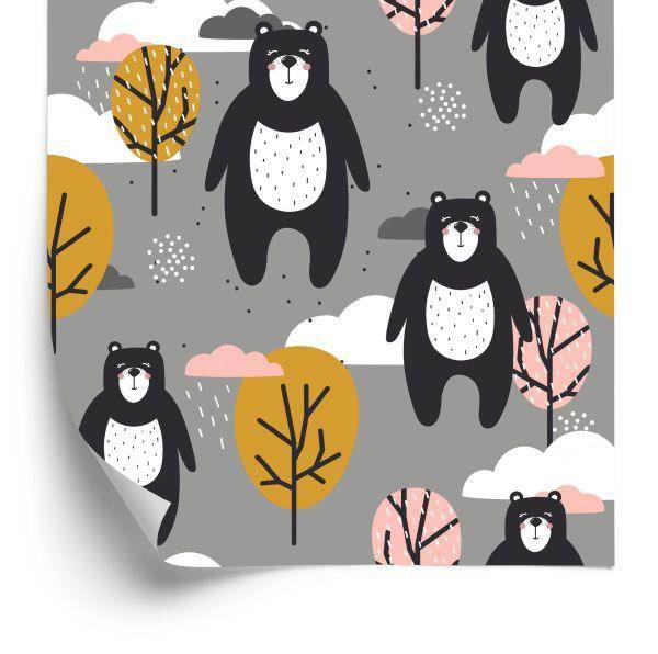 Behang Voor Kinderen - Teddyberen, Wolken En Bomen