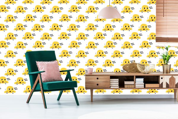 Behang Voor Kinderen - Happy Yellow Cars - Afbeelding 6