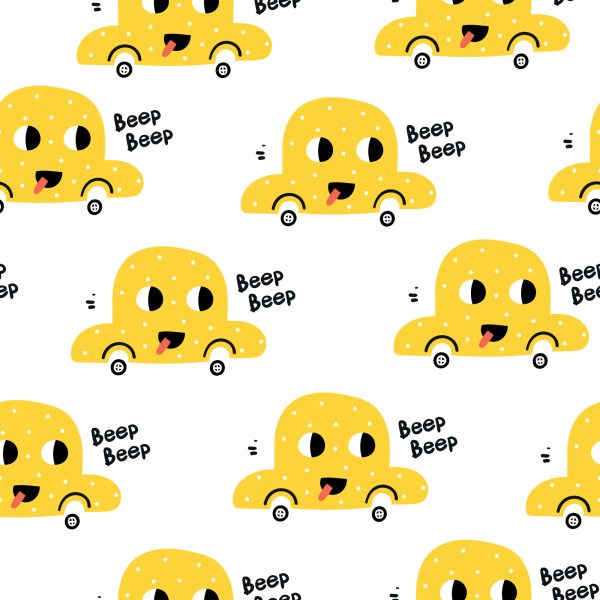Behang Voor Kinderen - Happy Yellow Cars - Afbeelding 2