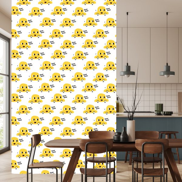 Behang Voor Kinderen - Happy Yellow Cars - Afbeelding 4