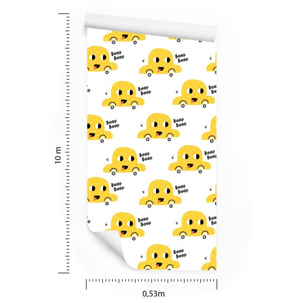 Behang Voor Kinderen - Happy Yellow Cars - Afbeelding 8