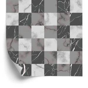 Behang Modernistisch Grijs Rooster In Marmerpatroon