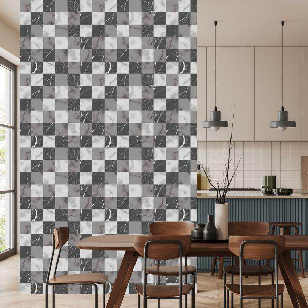 Behang Modernistisch Grijs Rooster In Marmerpatroon - Afbeelding 4