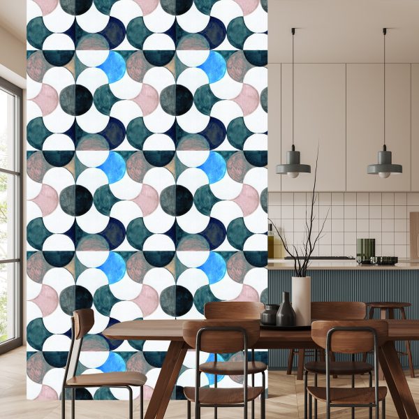 Behang Geometrisch-Abstractie Geschilderd Met Waterverf - Afbeelding 4