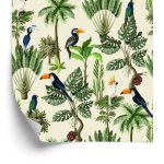 Behang Exotische Vogels En Planten In Vintage Stijl