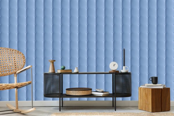 Behang Blauw Gewatteerd Patroon - Afbeelding 5
