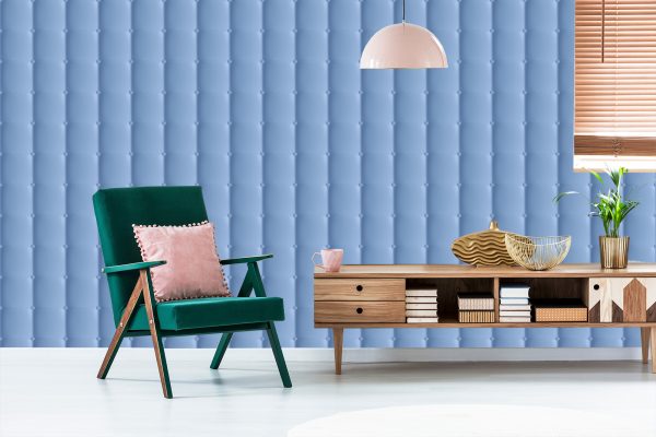 Behang Blauw Gewatteerd Patroon - Afbeelding 6