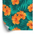 Behang Exotische Bladeren En Bloemen