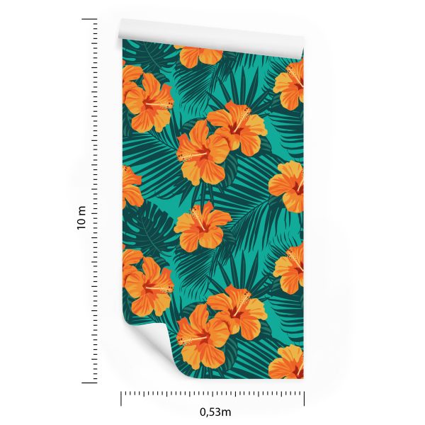 Behang Exotische Bladeren En Bloemen - Afbeelding 8