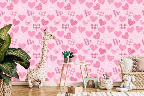 Behang Voor Kinderen - Roze Harten - Afbeelding 5
