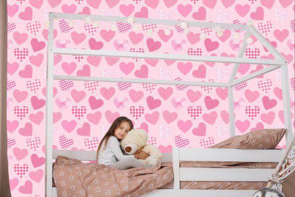 Behang Voor Kinderen - Roze Harten - Afbeelding 7