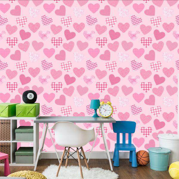 Behang Voor Kinderen - Roze Harten - Afbeelding 4