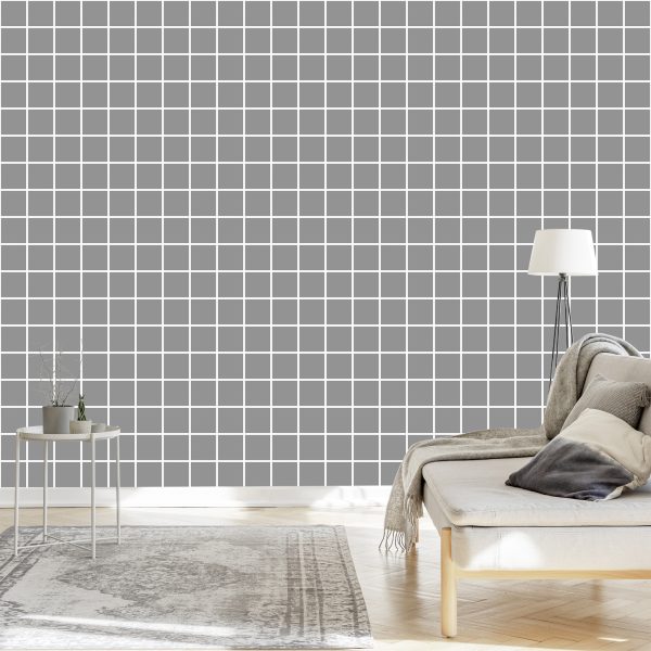 Behang Modern Minimalistisch Grijs - Witte Ruit - Afbeelding 3