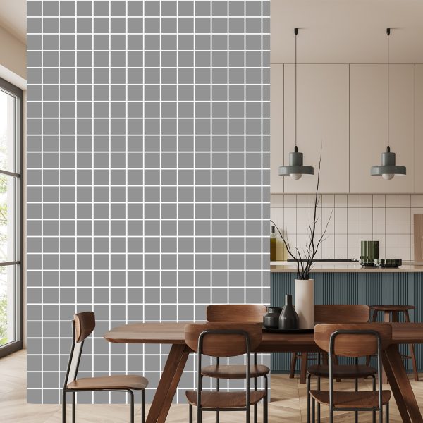 Behang Modern Minimalistisch Grijs - Witte Ruit - Afbeelding 4
