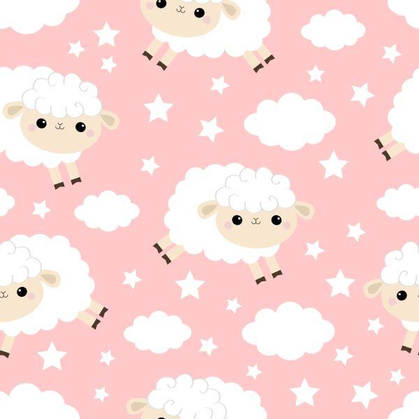 Behang Voor Kinderen - Schattige Schapen En Wolken - Afbeelding 2