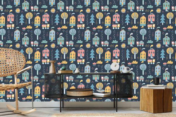Behang Voor Kinderen - Een Stad In Scandinavische Stijl - Afbeelding 5