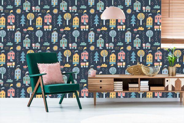 Behang Voor Kinderen - Een Stad In Scandinavische Stijl - Afbeelding 6