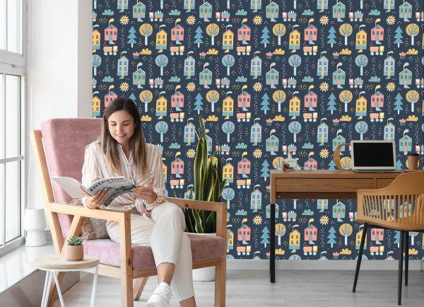 Behang Voor Kinderen - Een Stad In Scandinavische Stijl - Afbeelding 7