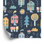 Behang Voor Kinderen - Een Stad In Scandinavische Stijl