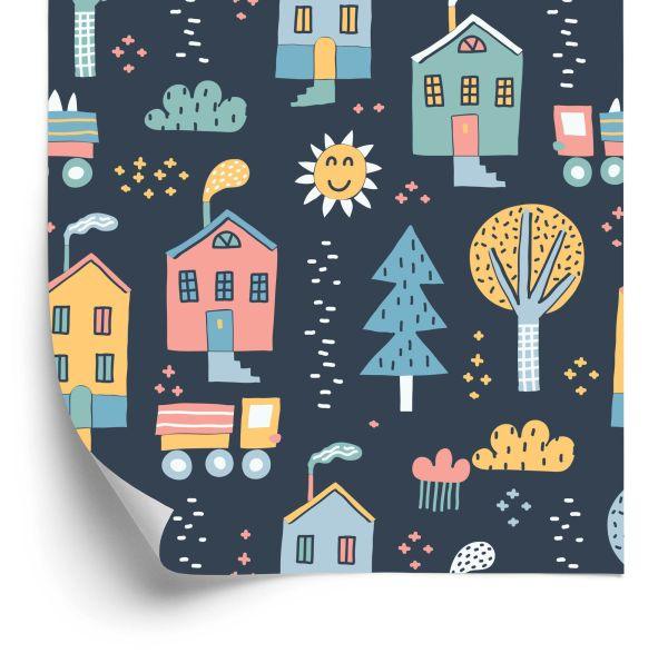 Behang Voor Kinderen - Een Stad In Scandinavische Stijl