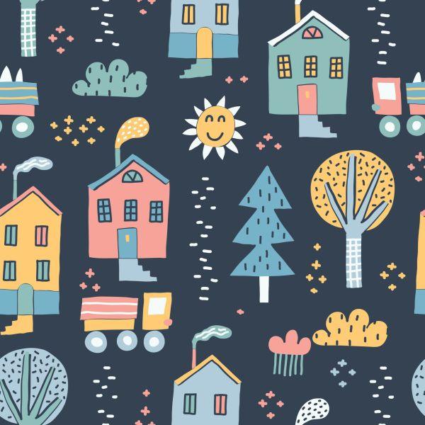 Behang Voor Kinderen - Een Stad In Scandinavische Stijl - Afbeelding 2