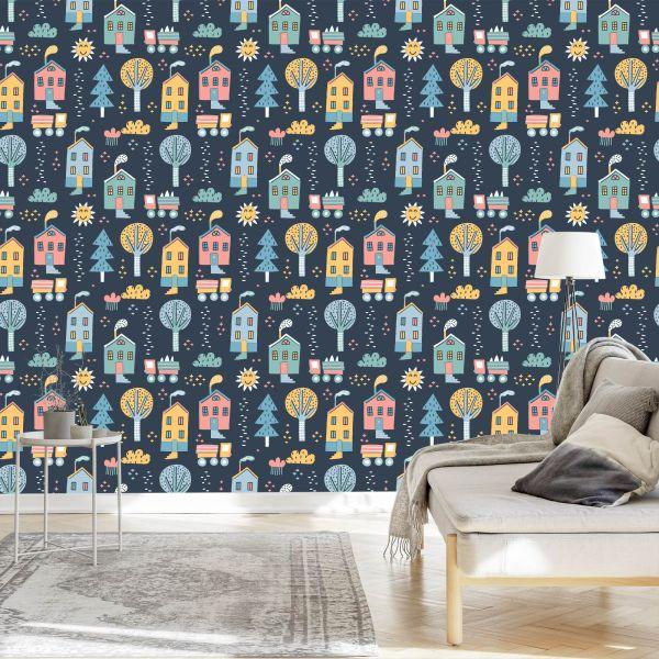 Behang Voor Kinderen - Een Stad In Scandinavische Stijl - Afbeelding 3