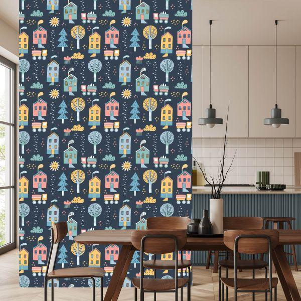 Behang Voor Kinderen - Een Stad In Scandinavische Stijl - Afbeelding 4