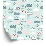 Behang Voor Kinderen - Kleurrijke Regenachtige Wolken