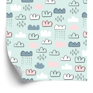 Behang Voor Kinderen - Kleurrijke Regenachtige Wolken
