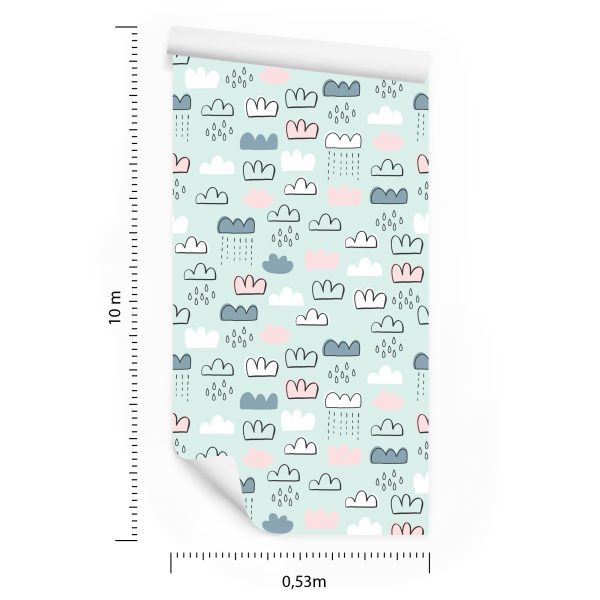 Behang Voor Kinderen - Kleurrijke Regenachtige Wolken - Afbeelding 8