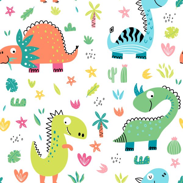 Behang Voor Kinderen - Grappige Cartoondinosaurussen - Afbeelding 2
