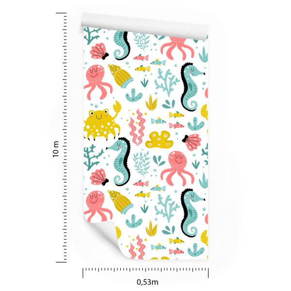 Behang Voor Kinderen - Zeedieren In Scandinavische Stijl - Afbeelding 8