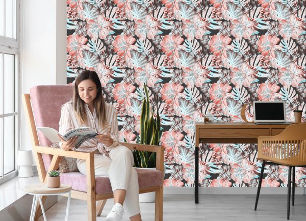 Behang Exotische Bladeren En Bloemen - Afbeelding 7