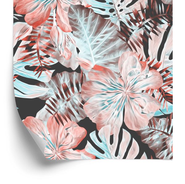 Behang Exotische Bladeren En Bloemen