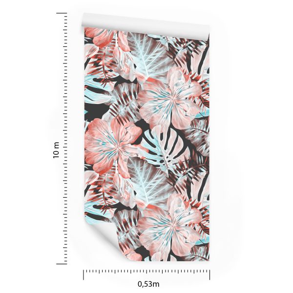 Behang Exotische Bladeren En Bloemen - Afbeelding 8