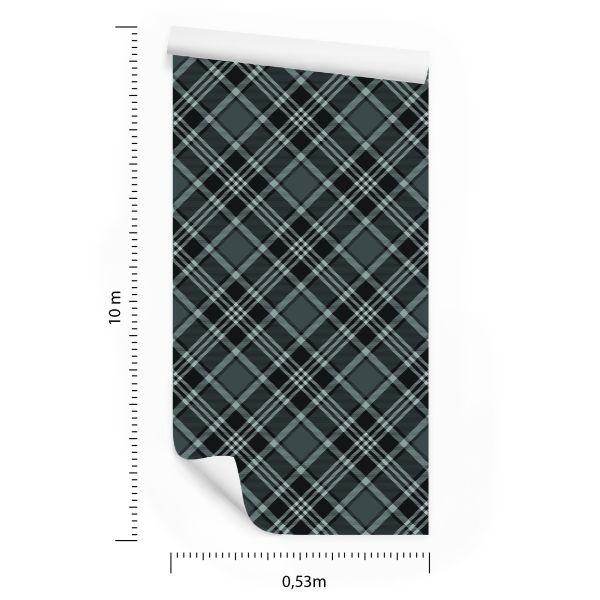 Behang Tartan In Grijstinten - Afbeelding 8